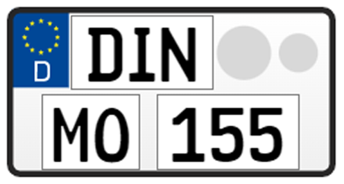 Leichtkraftrad-Kennzeichen, 255x130 mm (Standard), ohne Carbon-Optik